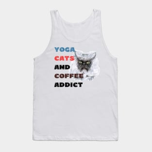 Yoga cats and coffee addict funny quote for yogi Tank Top